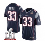 Men's Nike New England Patriots #33 Dion Lewis Limited Navy Blue Team Color Super Bowl LI 51 NFL Jersey