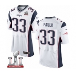 Men's Nike New England Patriots #33 Kevin Faulk Elite White Super Bowl LI 51 NFL Jersey