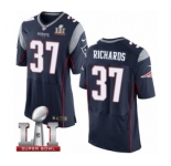 Men's Nike New England Patriots #37 Jordan Richards Elite Navy Blue Team Color Super Bowl LI 51 NFL Jersey