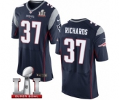 Men's Nike New England Patriots #37 Jordan Richards Elite Navy Blue Team Color Super Bowl LI 51 NFL Jersey