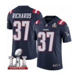 Men's Nike New England Patriots #37 Jordan Richards Limited Navy Blue Rush Super Bowl LI 51 NFL Jersey