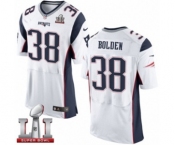 Men's Nike New England Patriots #38 Brandon Bolden Elite White Super Bowl LI 51 NFL Jersey