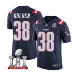 Men's Nike New England Patriots #38 Brandon Bolden Limited Navy Blue Rush Super Bowl LI 51 NFL Jersey