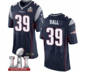 Men's Nike New England Patriots #39 Montee Ball Elite Navy Blue Team Color Super Bowl LI 51 NFL Jersey