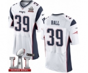 Men's Nike New England Patriots #39 Montee Ball Elite White Super Bowl LI 51 NFL Jersey