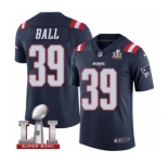 Men's Nike New England Patriots #39 Montee Ball Limited Navy Blue Rush Super Bowl LI 51 NFL Jersey