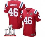 Men's Nike New England Patriots #46 James Develin Elite Red Alternate Super Bowl LI 51 NFL Jersey
