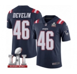 Men's Nike New England Patriots #46 James Develin Limited Navy Blue Rush Super Bowl LI 51 NFL Jersey