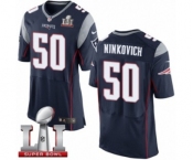 Men's Nike New England Patriots #50 Rob Ninkovich Elite Navy Blue Team Color Super Bowl LI 51 NFL Jersey