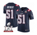 Men's Nike New England Patriots #51 Barkevious Mingo Limited Navy Blue Rush Super Bowl LI 51 NFL Jersey