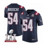 Men's Nike New England Patriots #54 Tedy Bruschi Limited Navy Blue Rush Super Bowl LI 51 NFL Jersey