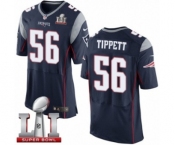 Men's Nike New England Patriots #56 Andre Tippett Elite Navy Blue Team Color Super Bowl LI 51 NFL Jersey