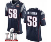Men's Nike New England Patriots #58 Shea McClellin Elite Navy Blue Team Color Super Bowl LI 51 NFL Jersey