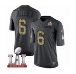 Men's Nike New England Patriots #6 Ryan Allen Limited Black 2016 Salute to Service Super Bowl LI 51 NFL Jersey