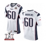 Men's Nike New England Patriots #60 David Andrews Elite White Super Bowl LI 51 NFL Jersey