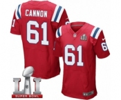 Men's Nike New England Patriots #61 Marcus Cannon Elite Red Alternate Super Bowl LI 51 NFL Jersey