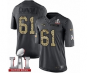 Men's Nike New England Patriots #61 Marcus Cannon Limited Black 2016 Salute to Service Super Bowl LI 51 NFL Jersey