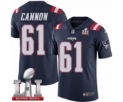 Men's Nike New England Patriots #61 Marcus Cannon Limited Navy Blue Rush Super Bowl LI 51 NFL Jersey