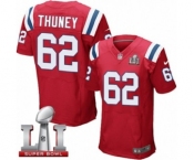 Men's Nike New England Patriots #62 Joe Thuney Elite Red Alternate Super Bowl LI 51 NFL Jersey