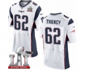 Men's Nike New England Patriots #62 Joe Thuney Elite White Super Bowl LI 51 NFL Jersey