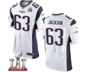 Men's Nike New England Patriots #63 Tre Jackson Elite White Super Bowl LI 51 NFL Jersey