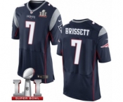 Men's Nike New England Patriots #7 Jacoby Brissett Elite Navy Blue Team Color Super Bowl LI 51 NFL Jersey