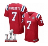 Men's Nike New England Patriots #7 Jacoby Brissett Elite Red Alternate Super Bowl LI 51 NFL Jersey