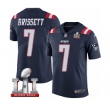 Men's Nike New England Patriots #7 Jacoby Brissett Limited Navy Blue Rush Super Bowl LI 51 NFL Jersey