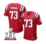 Men's Nike New England Patriots #73 John Hannah Elite Red Alternate Super Bowl LI 51 NFL Jersey