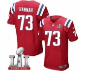Men's Nike New England Patriots #73 John Hannah Elite Red Alternate Super Bowl LI 51 NFL Jersey