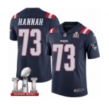 Men's Nike New England Patriots #73 John Hannah Limited Navy Blue Rush Super Bowl LI 51 NFL Jersey