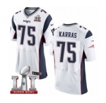 Men's Nike New England Patriots #75 Ted Karras Elite White Super Bowl LI 51 NFL Jersey