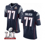 Men's Nike New England Patriots #77 Nate Solder Elite Navy Blue Team Color Super Bowl LI 51 NFL Jersey