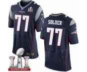 Men's Nike New England Patriots #77 Nate Solder Elite Navy Blue Team Color Super Bowl LI 51 NFL Jersey