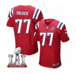 Men's Nike New England Patriots #77 Nate Solder Elite Red Alternate Super Bowl LI 51 NFL Jersey