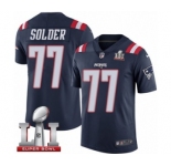 Men's Nike New England Patriots #77 Nate Solder Limited Navy Blue Rush Super Bowl LI 51 NFL Jersey