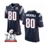Men's Nike New England Patriots #80 Danny Amendola Elite Navy Blue Team Color Super Bowl LI 51 NFL Jersey