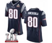 Men's Nike New England Patriots #80 Danny Amendola Elite Navy Blue Team Color Super Bowl LI 51 NFL Jersey