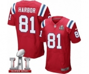 Men's Nike New England Patriots #81 Clay Harbor Elite Red Alternate Super Bowl LI 51 NFL Jersey