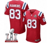 Men's Nike New England Patriots #83 Lavelle Hawkins Elite Red Alternate Super Bowl LI 51 NFL Jersey