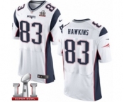Men's Nike New England Patriots #83 Lavelle Hawkins Elite White Super Bowl LI 51 NFL Jersey