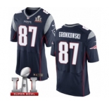 Men's Nike New England Patriots #87 Rob Gronkowski Elite Navy Blue Team Color Super Bowl LI 51 NFL Jersey