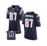 Men's Nike New England Patriots #87 Rob Gronkowski Elite Navy Blue Team Color Super Bowl LI Champions NFL Jersey