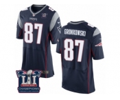 Men's Nike New England Patriots #87 Rob Gronkowski Elite Navy Blue Team Color Super Bowl LI Champions NFL Jersey