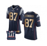 Men's Nike New England Patriots #87 Rob Gronkowski Elite Navy Gold Team Color Super Bowl LI Champions NFL Jersey