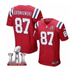 Men's Nike New England Patriots #87 Rob Gronkowski Elite Red Alternate Super Bowl LI 51 NFL Jersey