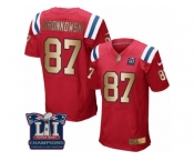 Men's Nike New England Patriots #87 Rob Gronkowski Elite Red Gold Alternate Super Bowl LI Champions NFL Jersey