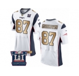 Men's Nike New England Patriots #87 Rob Gronkowski Elite White Gold Super Bowl LI Champions NFL Jersey