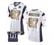 Men's Nike New England Patriots #87 Rob Gronkowski Elite White Gold Super Bowl LI Champions NFL Jersey