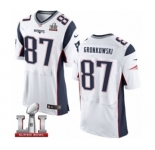 Men's Nike New England Patriots #87 Rob Gronkowski Elite White Super Bowl LI 51 NFL Jersey